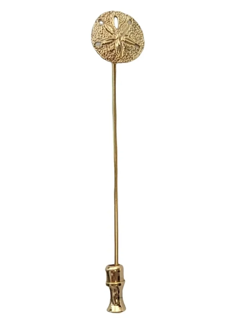 Sterling Silver Gold Vermeil Sand Dollar Lapel Stick Pin, Signed